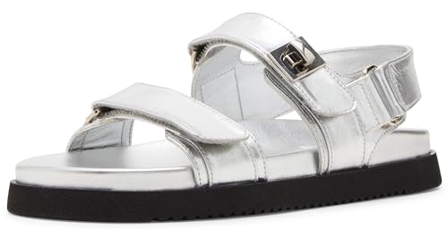 Steve Madden Women's Mona Sandal, Silver, 8 M US