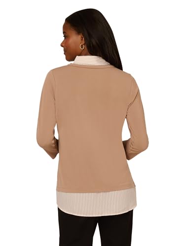 Adrianna Papell Women's Print 3/4 Sleeve Open Vneck Knit Twofer2