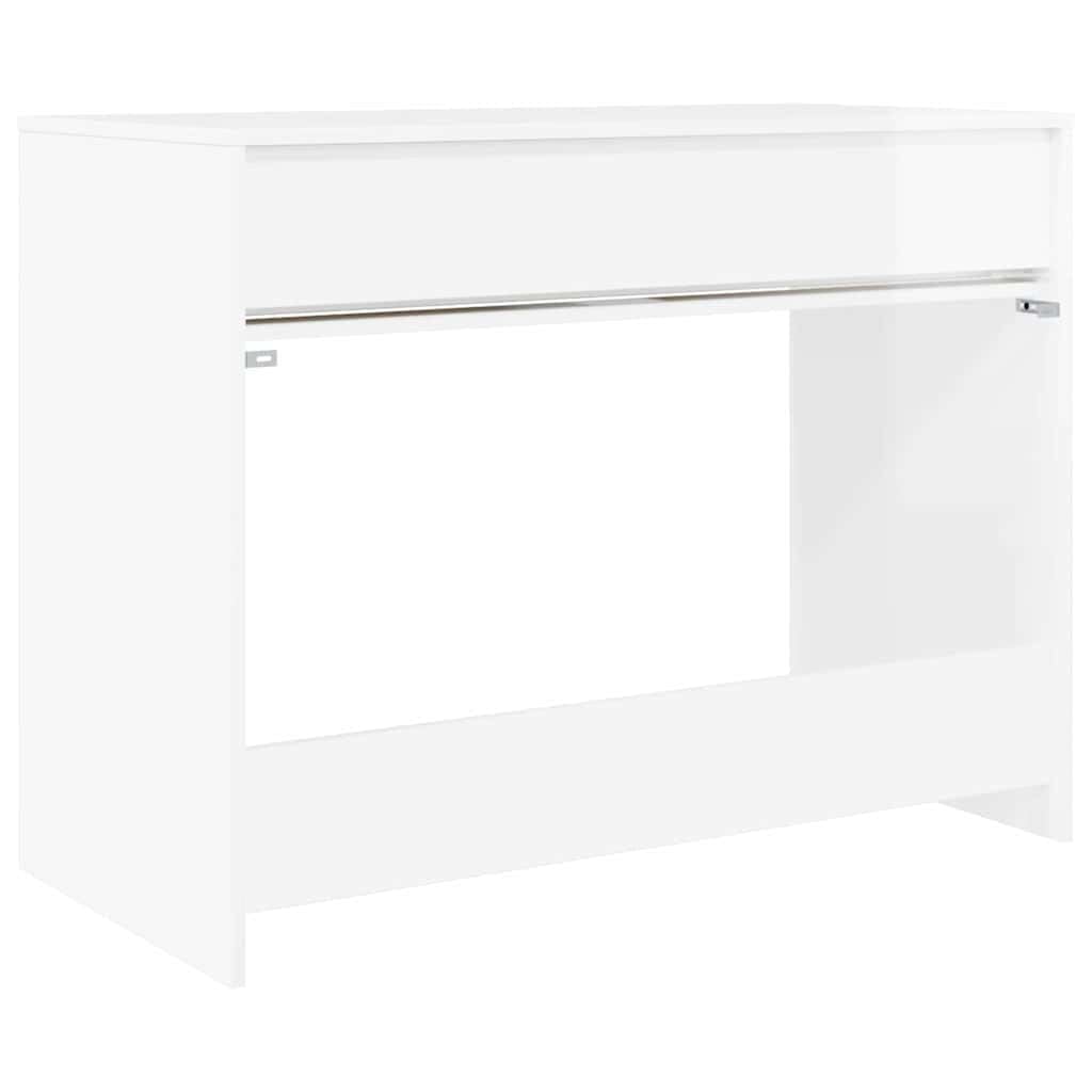 Scrivania Porta PC con Cassetto Bianco Lucido 100x50x78 cm | Tavolo da lavoro compatto per studio e camera da letto, con piano lucido facile da pulire e cassetto per cancelleria.