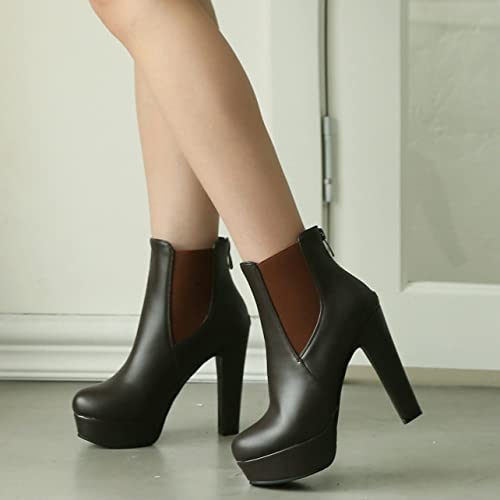 UniqueStride Womens Block High Heel Chelsea Booties Chunky Platform Ankle Boots2