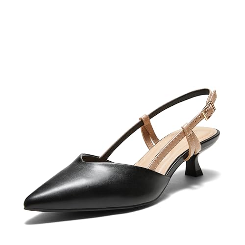 Arromic Women's Slingback Kitten Heels Closed Toe Pointed Toe Low Pump Dress Work Bridal Wedding Heel Shoes