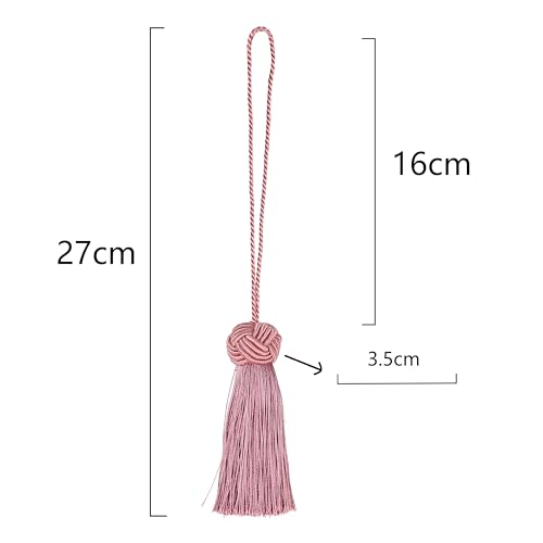 Image of BEL AVENIR 8 Pcs Elegant Polyester Key Tassel Colorful Craft Tassels Charms | Key Tassel for Christmas Tree, DIY Craft Garland Project, Wedding Home Party Decorations, Small Tassel (Rubber Pink-New)