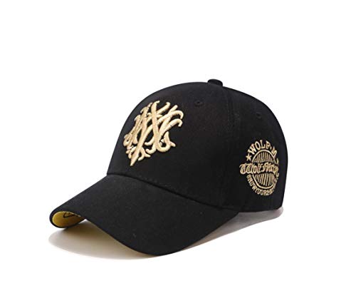 XibeiTrade Gorra de béisbol clásica de algodón para hombres y mujeres con hebilla ajustable, gorra de papá para deportes de golf con diseño de lobo, dorado, M