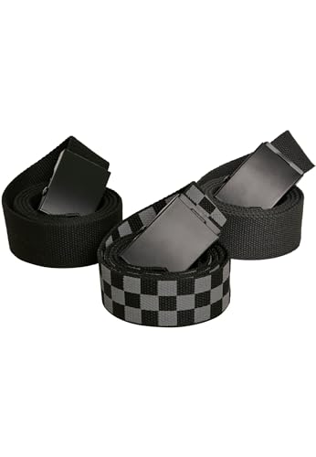 Urban Classics Unisex Belts Trio Gürtel, Gry blk/blk+blk/blk+cha/blk, S/M