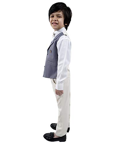 Image of Boy's Cotton 3 Piece Waistcoat Pant Shirt Set