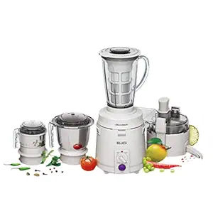 Sujata Multimix, Mixer Grinder with Juicer & Coconut Milk Extractor Attachment, 900 Watts, 3 Jars, (White