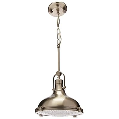 Fresnel Lens Collection 1-Light Fresnel Glass Coastal Pendant Light Brushed Nickel 31whK +91FL. SS400