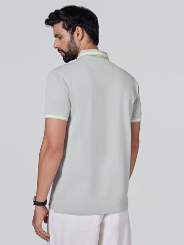 Image of XYXX Men's Apex Mercerized Cotton Striped Collar Pique Polo T-Shirt