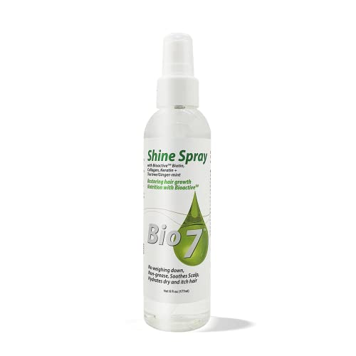 Bio7 Shine Spray W/ Bioactive Biotin, Collagen, Keratin + Tea Tree/Ginger-Mint – 6 Fl Oz – Leave Natural Hair, Wigs, And Weaves With A Glossy Shine, Restore Hair Growth, No Weighting Down, Non-Grease, Soothe Scalp, Hydrate Dry And Itchy Hair – By Natures #TOP2
