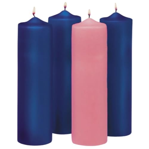 2024 Advent Pillar Candle Set, Traditional Purple and Pink Wax Unscented Candles for Wreath, 9 Inches Each, 4 Total