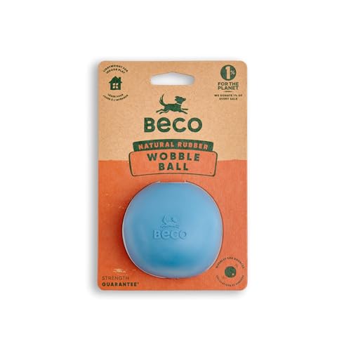 Beco Hundespielzeug - Wackelball, Apportieren, Hüpfball, Leckerliball, Anreicherungsspielzeug, Naturkautschuk - Blau