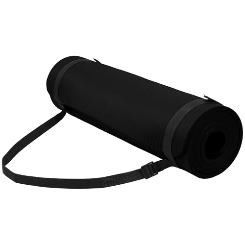 Image of BalanceFrom GoYoga All-Purpose 1 /2-Inch Extra Thick High Density Anti-Tear Exercise Yoga Mat with Carrying Strap