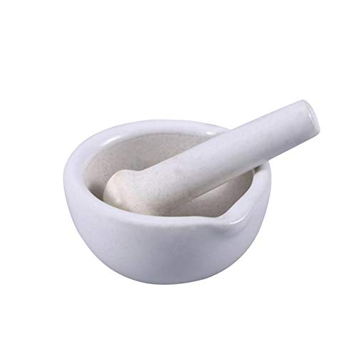 Zonster Mini Mortar Pestle Bowl Mill Crusher for Garlic Spice Herbs,Kitchen Gadget, White, 6x3CM