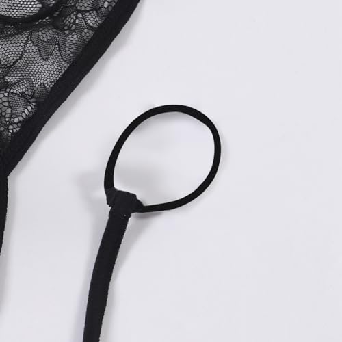 Men's Lace Thong Underwear, Sexy G-String Stretch Undie Low Rise T Back Panties4