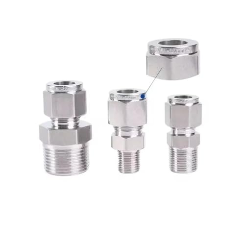 Raccord étanche 1/4 BSPT mâle vers tube 2mm inox 316 anti-corrosion pour gaz et liquides