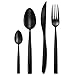 ORION Premium - Set di posate da 24 pezzi, colore nero lucido, per 6 persone, in acciaio inox