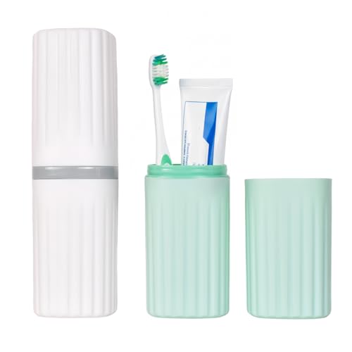 Kaiyzo Estuche Cepillo Dientes Viaje 2 Piezas, Funda Cepillo Dientes Viaje Portátil Impermeable para Hogar, Camping, Universidad, Verde Mentha y Blanco