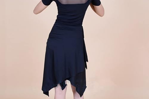 Women's Latin Dance Skirt Lace-Up Leopard Skirt Ballet Dance Dress Practice Hip Scarf Ballroom Skirt (Black Chiffon) #TOP4