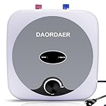 DAORDAER 110/120v 1.5kw Mini Tank Electric Water Heater 2.5 Gallon Compact Under Sink Water Heater Knob Temperature Adjustment Instant Hot Water Heater for Home Kitchen (2.5 Gallon - Gray)