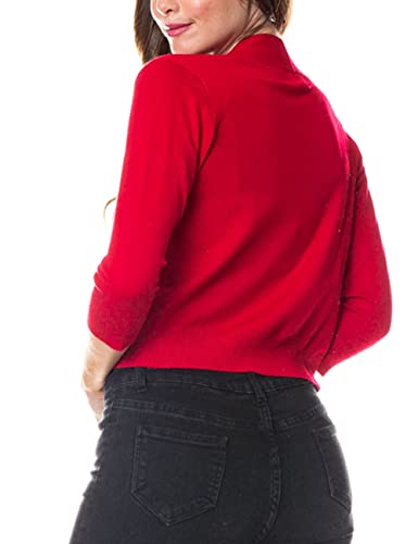Image of Bolero Cropped Cardigans Shrugs for Women - 3 /4 Sleeve Open Front Cover up for Dresses