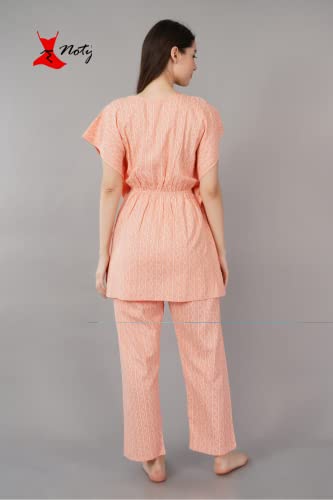 Image of Noty Girl's /Women's- Night Suit Set | Kaftan With Payjama | Rayon Fabric - Printed | Nightdress