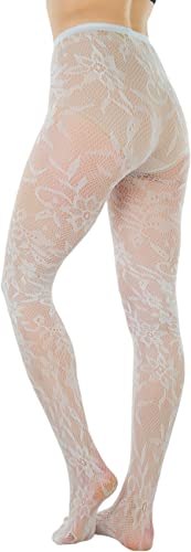Image of ToBeInStyle Women's Elegant Floral Lace Inspired Spandex Net Full Length Tights