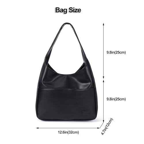 CUNGGI Tragetaschen für Damen große Umhängetasche Hobo Tote Bag aus veganem Kunstleder lässige Retro Schulterhandtasche für den täglichen Gebrauch (Schwarz)