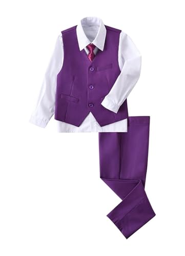 Image of YuanLu Boys Suit Dress Clothes Ring Bearer Outfit Homecoming Dresses Boy Vest and Pants Set for Kids Wedding Tuxedo Suits