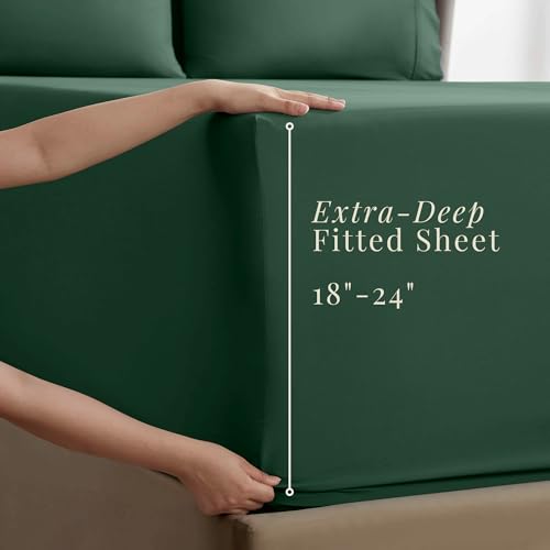 Image of Hearth & Harbor Bed Sheets, Luxury Soft 6 Piece Bed Sheet Set Extra Deep Pocket Fitted Sheets Fits Mattress up to 21 inch, Double Brushed Bedding Sheets & Pillowcases,