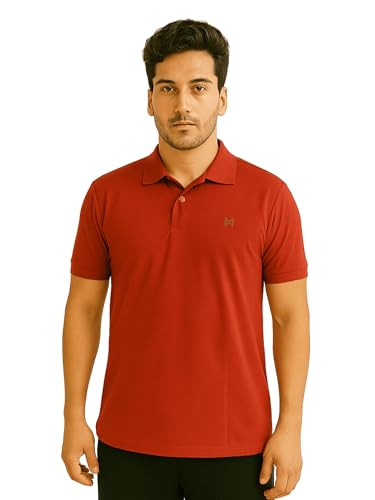 Image of Force NXT Men's Premium Microfiber Fabric Solid T-Shirt | Polo Neck Half-Sleeves T-Shirt for Men | Label Free with Anti-Static for Daily Uses