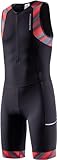 MY KILOMETRE Herren Triathlon Anzug ärmellos – Atmungsaktiver & schnelltrocknender Trisuit mit 2 Seitentaschen – Für Schwimmen, Radfahren & Laufen