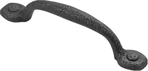 Hickory Hardware 3-3/4 Inch Pull, Handles for Kitchen Cabinet Doors, Bathroom & Dresser Drawers, Refined Rustic Collection, 3-3/4 Inch Hole Center, 5-9/16 Inch Center Total Length, Black Iron, 1 Pack