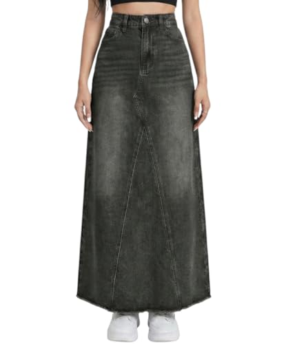 Image of ODDMONKEY Women High Waist Denim Skirt | Skirt for Women | Long Straight Fit Skirt |Long Skirt for Women