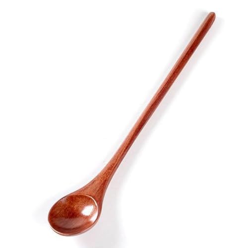 7.8 In Natural Wooden Spoon with Long Handle - Multi-Purpose Stirring Tool for Coffee, Tea, Honey and Jam, Eco-Friendly Kitchen Utensil for Home, Bar and Restaurant Use