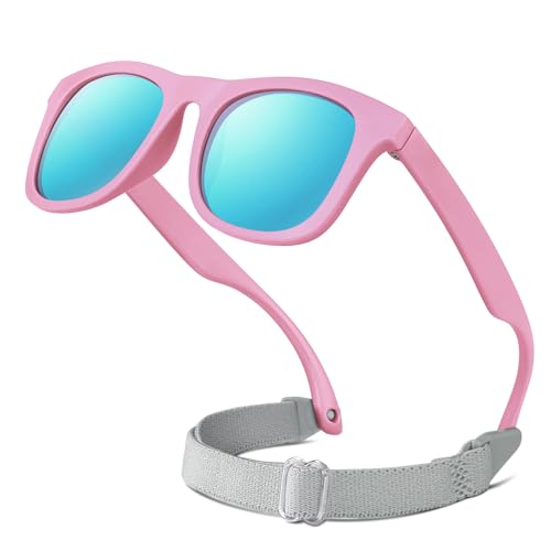 Image of RIVBOS Baby Sunglasses Boys&Girls with Strap UV400 Polarized Flexible for Toddler,Infant and Newborn(0-24month) RBK0231