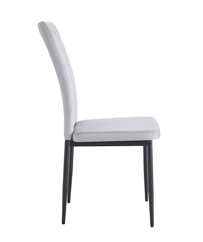 mcc direct Set of 2 Dining Chairs, Velvet High Back Kitchen Chairs with Upholstered Soft Seat and Metal Legs for Home, Office, Dining and Reception - Elle (Light Grey) - Image 4