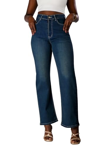 Blissblu Womens Plus Size Jeans 4XL High Waisted Super Stretchy Soft Denim Bootcut for Women with Deep Pockets Comfortable Flattering Fit Wide Leg Jeans for Curvy Body Type