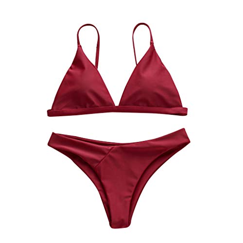 Tankinis Mujer 2026 Biquinis Ropa Verano Traje de baño de Mujer Traje baño sólido Bikini Conjunto Playa  Up Trajes Tankinis Set Ropa Verano 2026 Biquinis Bikini Curvy (Red, L)