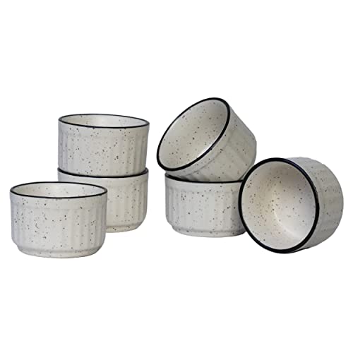 Image of Freakway Ceramic Dip Bowls (50 ml, Black, Set of 6) | Chutney Bowls | Ketchup Bowls|Chutney Bowls|Dip Bowls White Matte