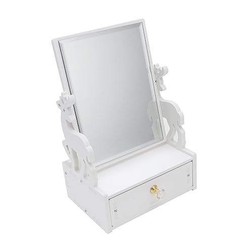 Espejo de maquillaje de escritorio con cajón Beaupretty