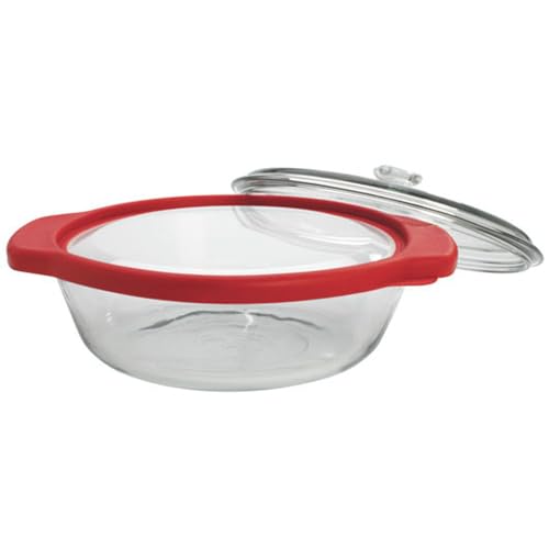 Comparison: Best Anchor Hocking Casserole Dish With Carrier 8 Anchor Hocking TrueFit Bakeware Glass Casserole Dish with Cover and Storage Lid, Cherry, 3-Piece Set