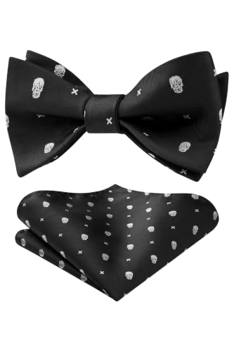 Image of HISDERN Bow Ties for Men Self Tie Animal Bowties Pocket Square Woven Silk Fun Bowtie Handkerchief Set for Wedding Party