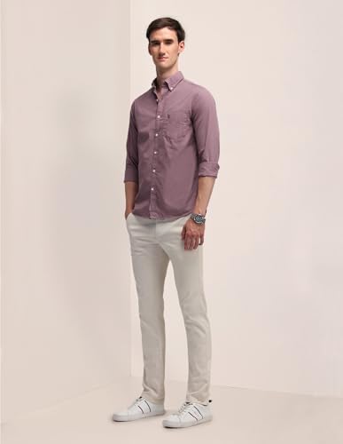 Image of U.S. Polo ASSN. Solid Slim Fit Shirts for Men - 100% Cotton, Full Sleeve Mens Casual Shirts