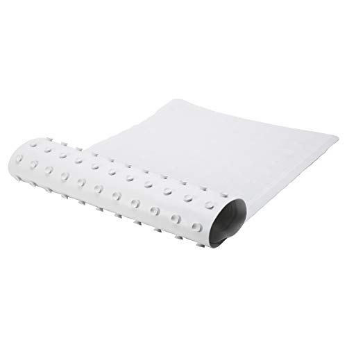 Bath Bliss Large 100% Rubber, Non Slip Shower Tub Bath Mat, Suction Cup Base, Machine Washable, White