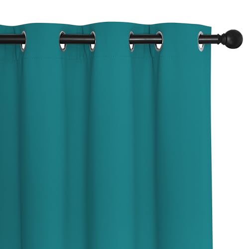 NICETOWN Sliding Door Window Treatment Blackout Patio Door Curtain Panels, Privacy Thermal Drapes for Bedroom Living Room Department with Grommet Top (Peacock Teal, W66 x L110)