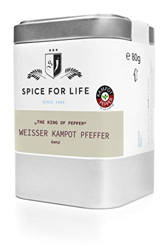 Spice for Life Weißer Kampot Pfeffer - The King of Pepper, ganz 80g