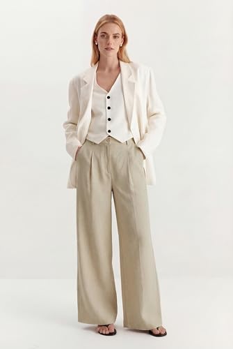 Arach&Cloz Women's Linen Wide Leg Work Dress Pants Business Casual Outfits - image 3