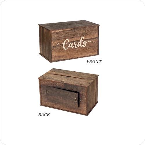 Image of Cregugua Medium Card Box 12 inchx 7 inchx 7 inch Rustic Wooden Card box Gifts Card Box for Wedding Birthday Baby Shower Graduation Party