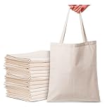 Top Urban Tote Bag Plain Natural Cotton Bag Ideal for Shopping Printing and Decoration Lightweight Reusable Canvas Fabric Bags for DIY, Advertising, Promotion, Gifts (Natural cotton, Pack of 12)