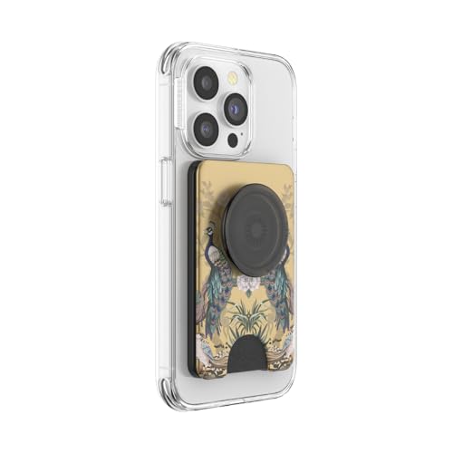 Image of PopSockets Phone Wallet for MagSafe, Phone Card Holder with Grip, Gold - Secret Garden